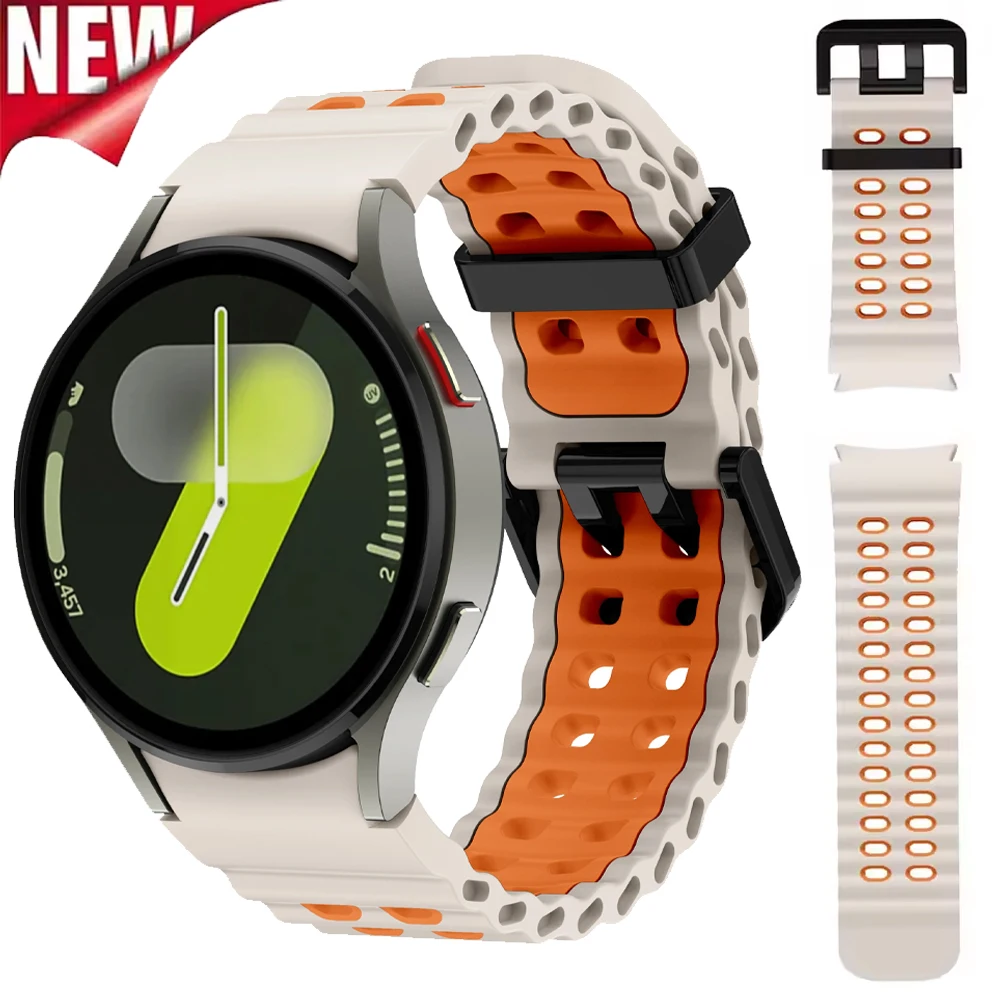 Ocean Silicone Breathable Strap for Samsung Galaxy Watch 7/6/5/4 40mm 44mm Comfortble Band for Watch 6/4 Classic 47/43mm 46/42mm
