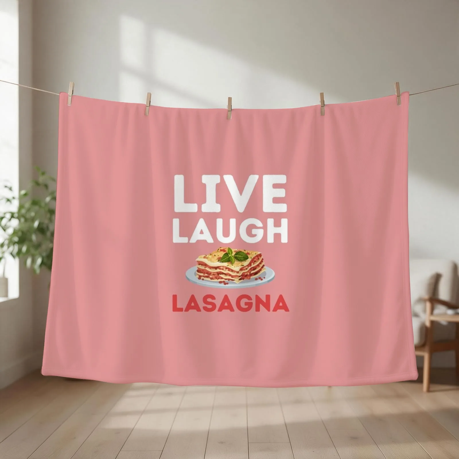 Live Laugh Lasagna - Funny lasagna enthusiast design Throw Blanket couch cozy soft plush fuzzy picnic outdoor blanket