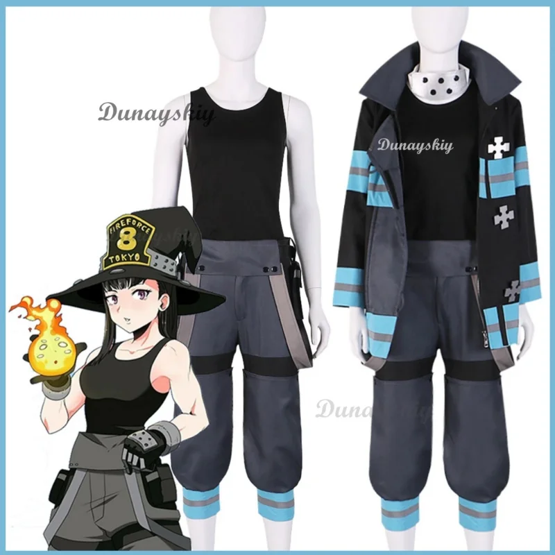 Anime Fire Force Maki Oze Cosplay Costume Enn Enn No Shouboutai Firefighter Wig Coat Uniform Adult Woman Sexy Carnival Suit