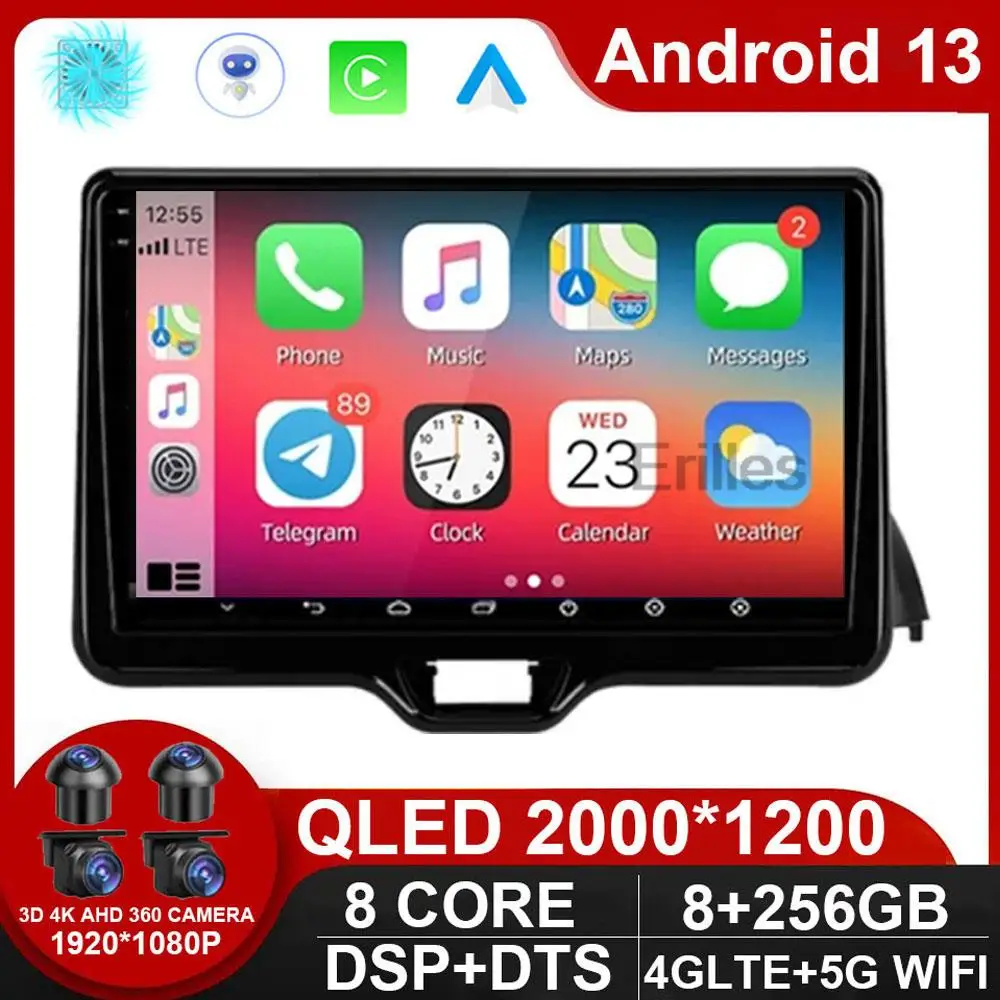 

8 Core Android 13 Car Multimedia GPS For Toyota Yaris GR Cross XP210 2020-2023 CarPlay AutoRadio Stereo 4G SIM WIFI Head Unit