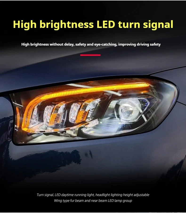 FT أضواء السيارة لمرسيدس بنز GLS X167 المصابيح الأمامية 2020-2024 LED Projetor كشافات النهار تشغيل ضوء اكسسوارات السيارات #4