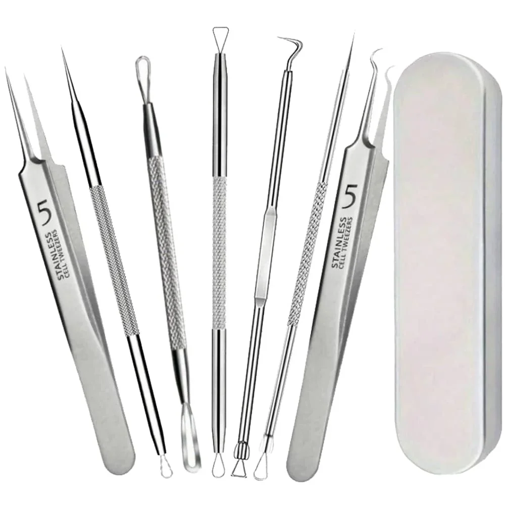 

Professional Acne Blackhead Remover Tool Kit - Stainless Steel Precision Tweezers & Needle for Facial Beauty, Whiteheads Removal