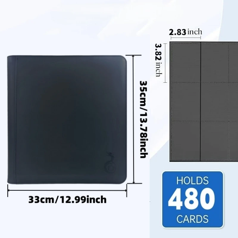 12-Pocket Card Binder (480 Cards) – Ringless Side-Loading, Black/Orange – Ideal for YuGiOh TCG & Sports Cards. Collector's Dre image 2