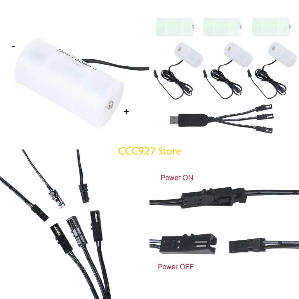 

B03F 1 to 3 D Battery to USB Electric Converter Replace 1-4pcs D Cell Battery 1.5V 3V 4.5V 6V for Gas Water Heater flashlight