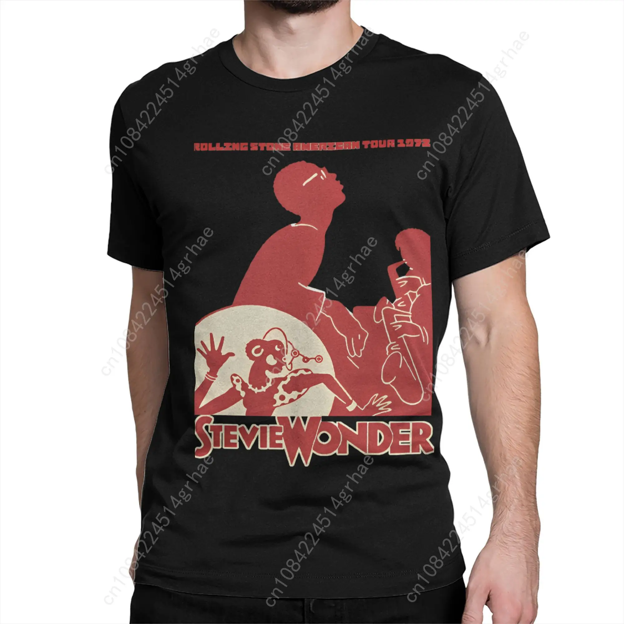 2025 venda quente de verão dos homens stevie maravilha t camisa roupas de algodão puro novidade manga curta o pescoço camisetas verão