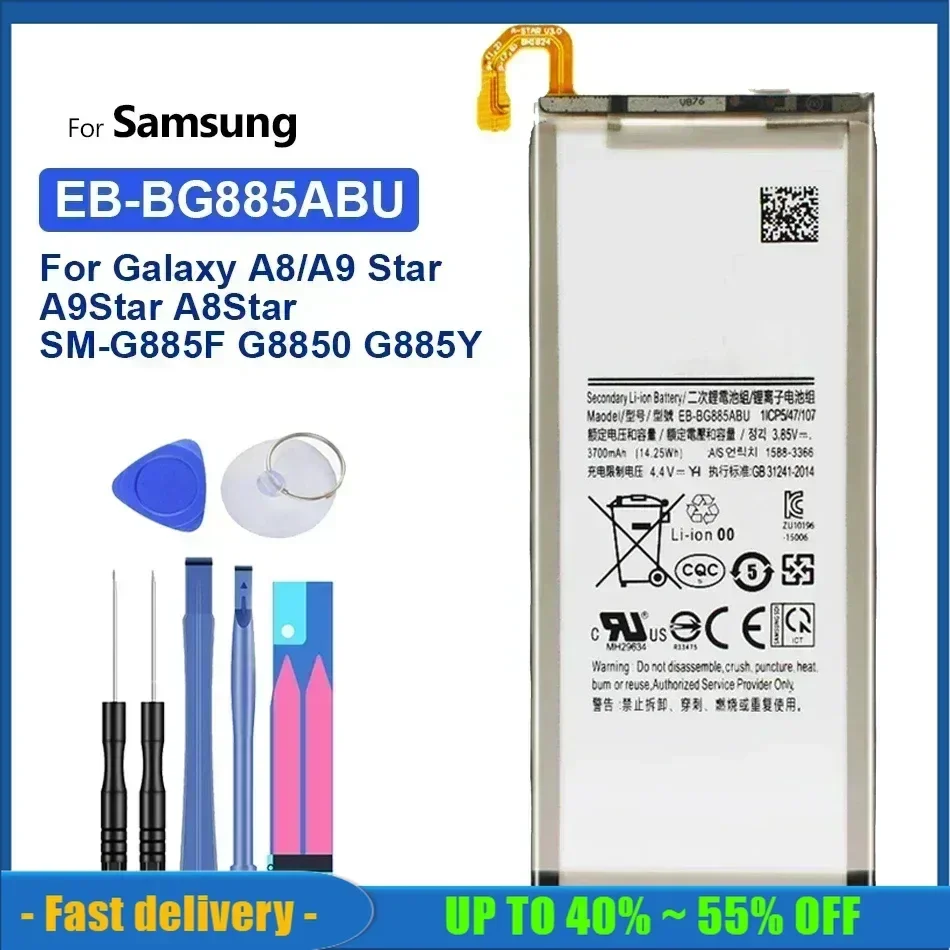 Bateria EB-BG885ABU 3700mAh Batteries For Samsung Galaxy A8 A9 Star A9Star A8Star SM-G885F G8850 G885Y Mobile Phone Batteries