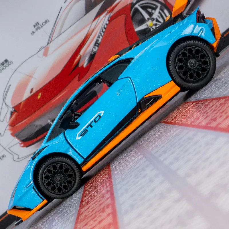 CCA 1: 32 simulation Lamborghini STO alloy car model, doors can be opened with sound and light rally car ornaments view 6