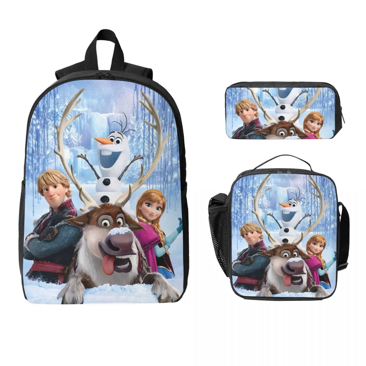 

Рюкзак «Холодное сердце», студенческая сумка для книг для мальчиков и девочек, школьная сумка, сумки на плечо для ноутбука, 3 шт., изолированная сумка для обеда, пенал