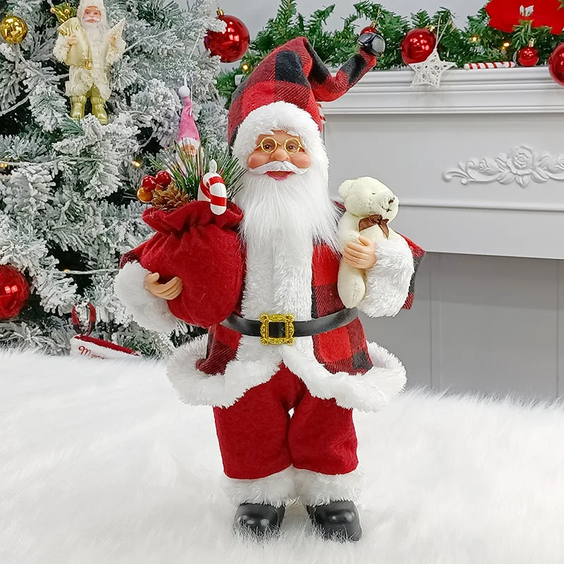 

Cross border new Santa Claus doll, Christmas decoration, standing posture, elderly people, children's gift ornaments