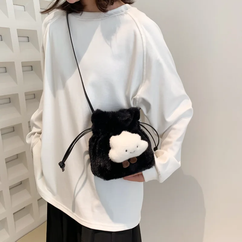 1Pcs New Fun Cute Soft Plush Small Shoulder Bag Lovely Fashionable Cloud Coin Purse Girls Crossbody Bag Organiser Kids Gift