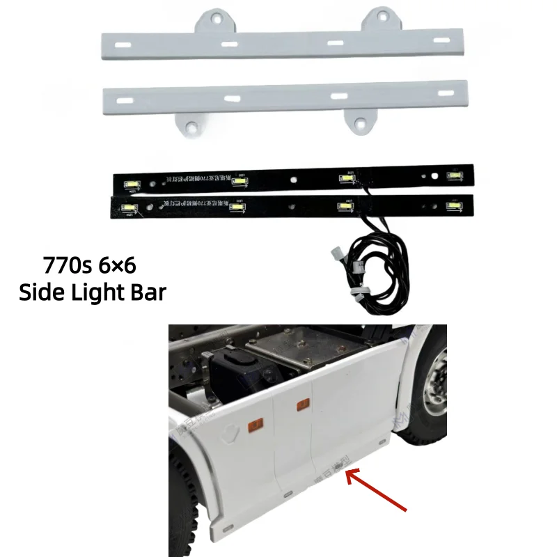 Upgrade Side Light Bar for Tamiya 1/14 RC Truck Sca 770s 6×6 Side Lamp 1:14 Trailer Tipper DIY Parts