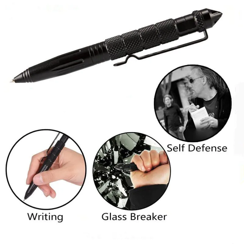 

Outdoor Portable Anti-skid Glass Breaker Tactical Pen Multipurpose Aviation Aluminum Anti-skid Portable Self Defense Pen Tool