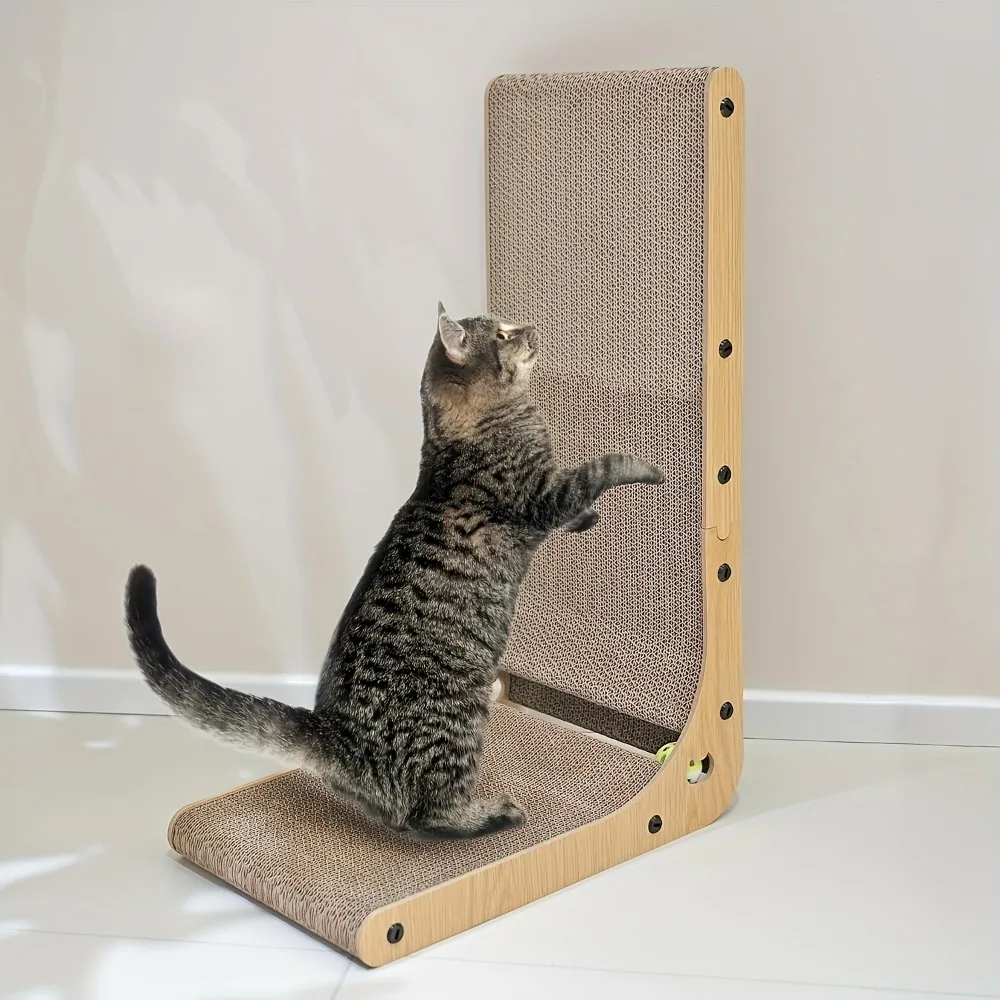 

Large Size Cat Scratching Board, 23.6 Inch L Shape Cat Scratching Pad Wall Mounted, Cat Scratching Board With Ball Toy