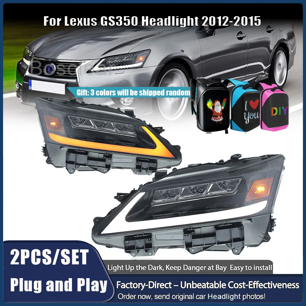 LED Headlamp Assmebly for Lexus GS350 GS250 GS300H GS450H 2012 2013 2014 2015 Headlight Plug and Play 3 Eyes Car Accessories