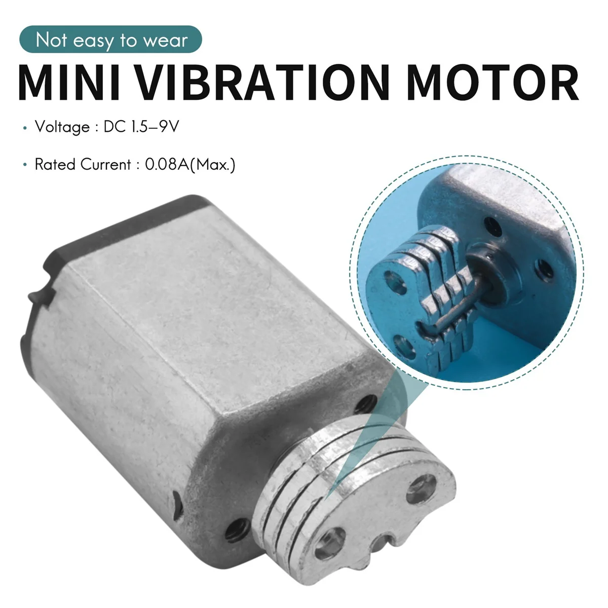 DC1.5V-9V 0.08A 3200RPM Velocidad de salida Micro motor vibratorio, 18x15x12 mm Plata rara