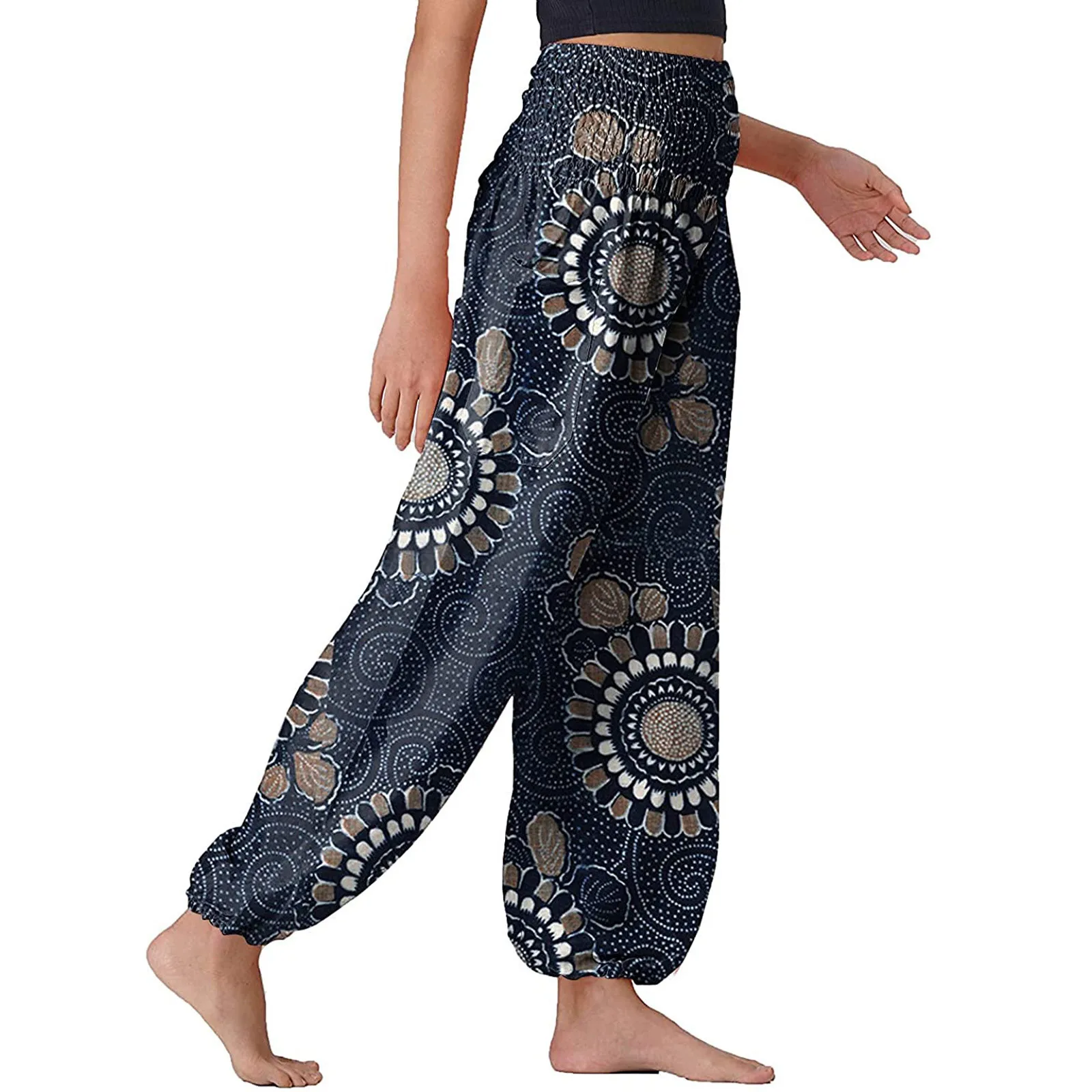 Boho Comfy Women\'s Boho Pants Pajama Pajama Yoga Pants Ruched Butt Seamless Yoga Pants with Pockets Hot Yoga Pants for Women