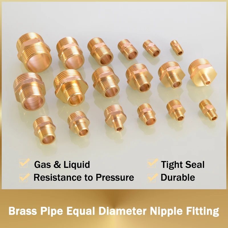 

Brass Pipe Hex Nipple Fitting Quick Coupler Adapter 1/8" 1/4" 3/8" 1/2" 3/4" 1" BSP Male to Male Thread Water Oil Gas Connector