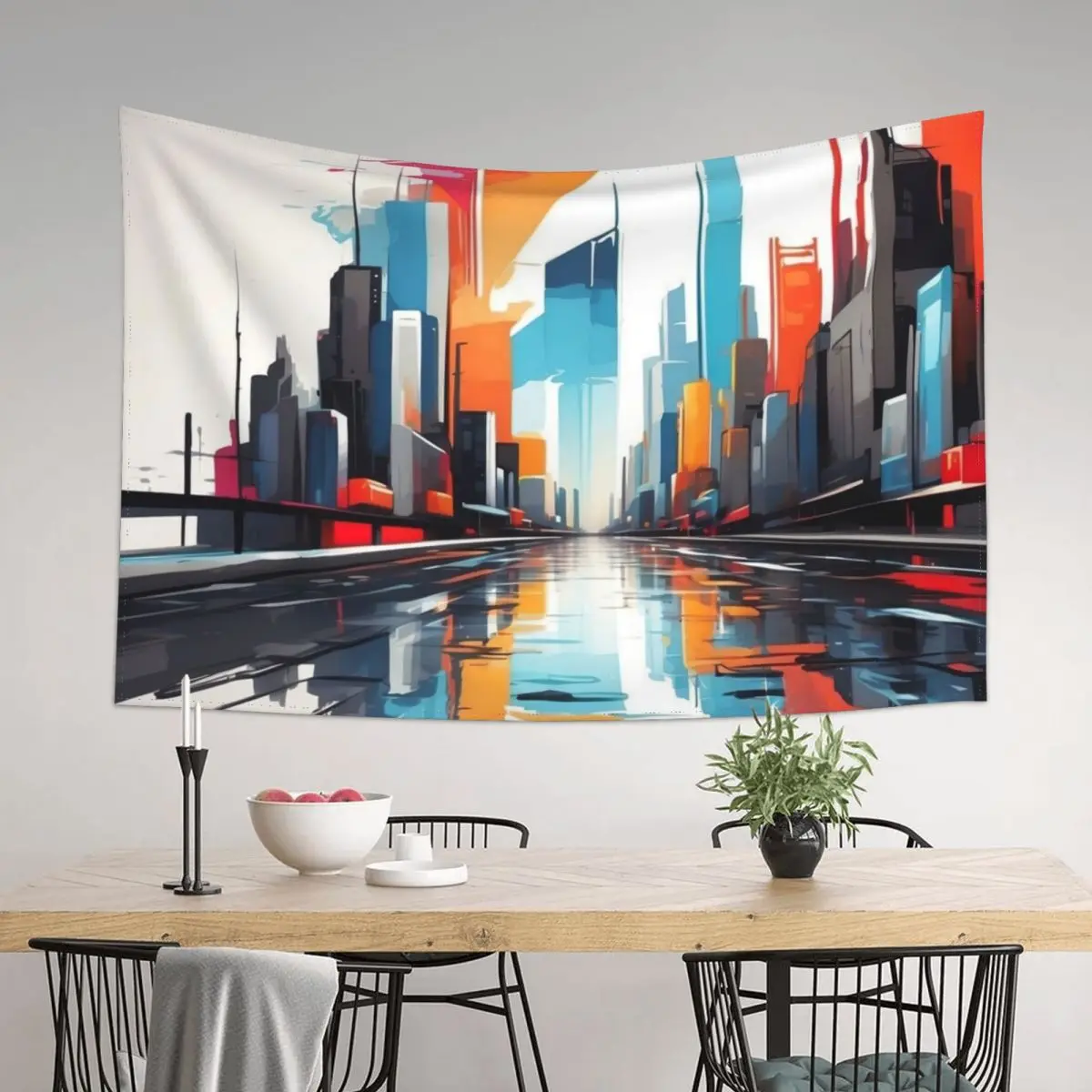 

abstract colorful mirror city Tapestry Carpet Wall Nordic Home Decor Bathroom Decor House Decorations Tapestry