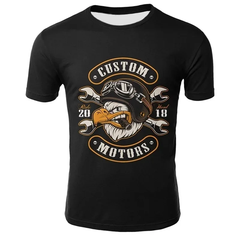 

Skull Mechanic 3D Harajuku Print Retro Summer Men's Punk Heavy Metal Street Hip-Hop Crewneck Short Sleeve T-shirt Top Trendy New