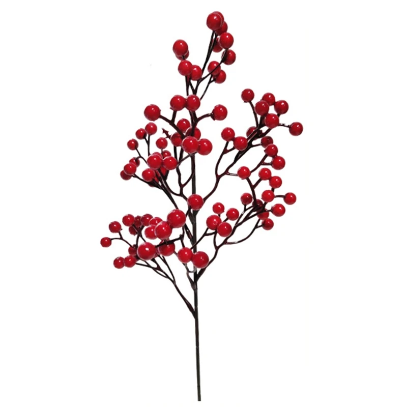 Vermelho artificial hastes picaretas bagas ramos para decorações da árvore de natal artesanato casamento temporada férias inverno decoração para casa