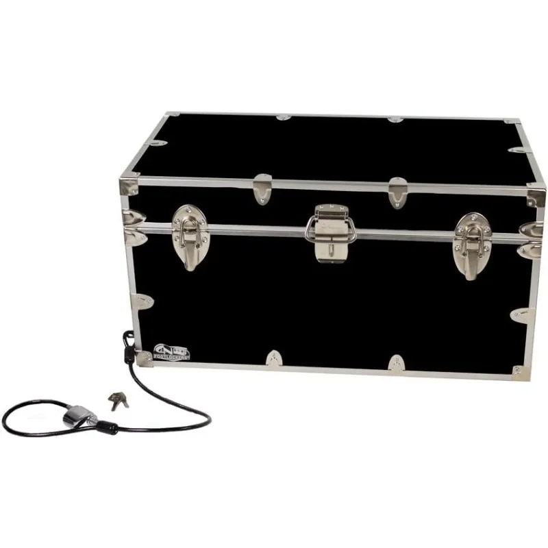 Large Undergrad Storage Trunk W/Cable Lock - Made in The USA - Only STEEL Footlocker on Amazon - Durable Chest with Lid Stay