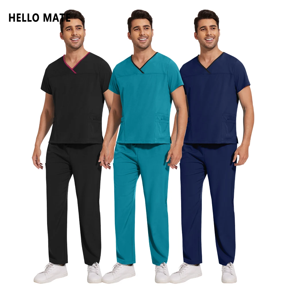 للجنسين طبيب الأسنان عمال زي ممرضة طبية الرجال النساء السريرية أعلى بانت طبيب التمريض الملابس مختبر الصيدلة زي فرك مجموعة
