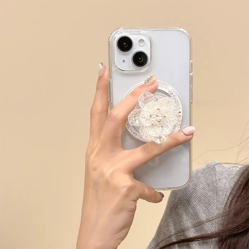 حامل هاتف ريترو ثلاثي الأبعاد على شكل زهرة لهاتف Magsafe المغناطيسي Griptok Grip Tok Stand لهاتف IPhone لحامل حافظة سامسونج القابل للطي