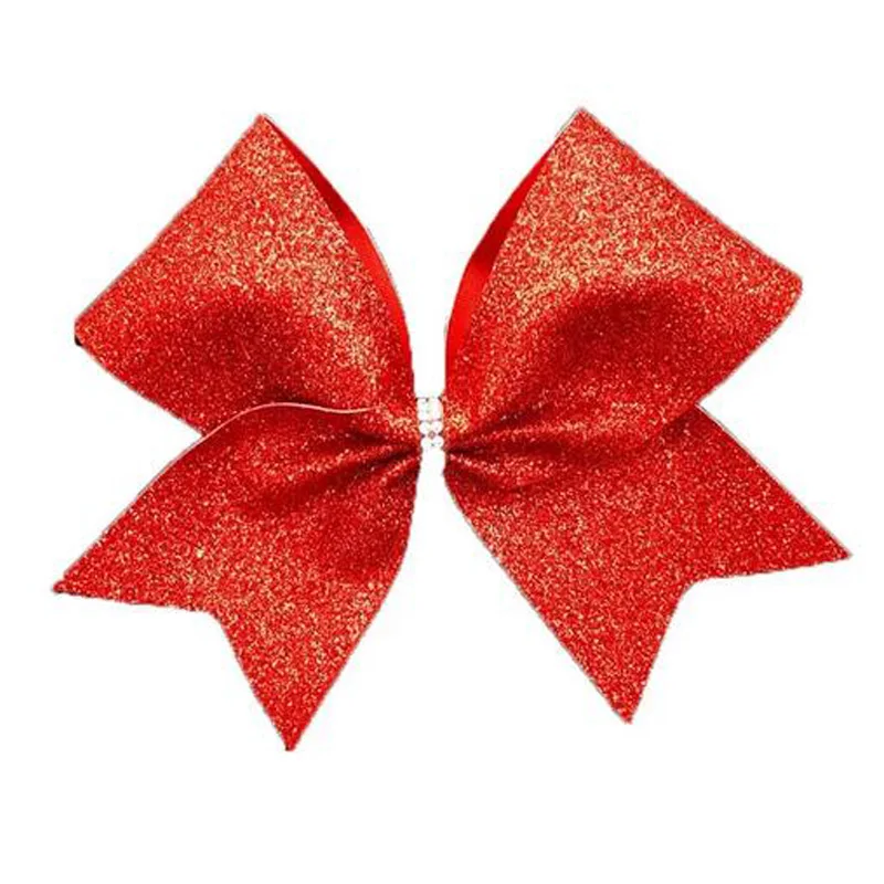 NOWE 5 szt./ Brokatowe Kokardy Cheer Bow Niebiesko-Srebrne Kokardy do Tańca Cheerleadingowego 7,5 cala z Elastyczną Gumką