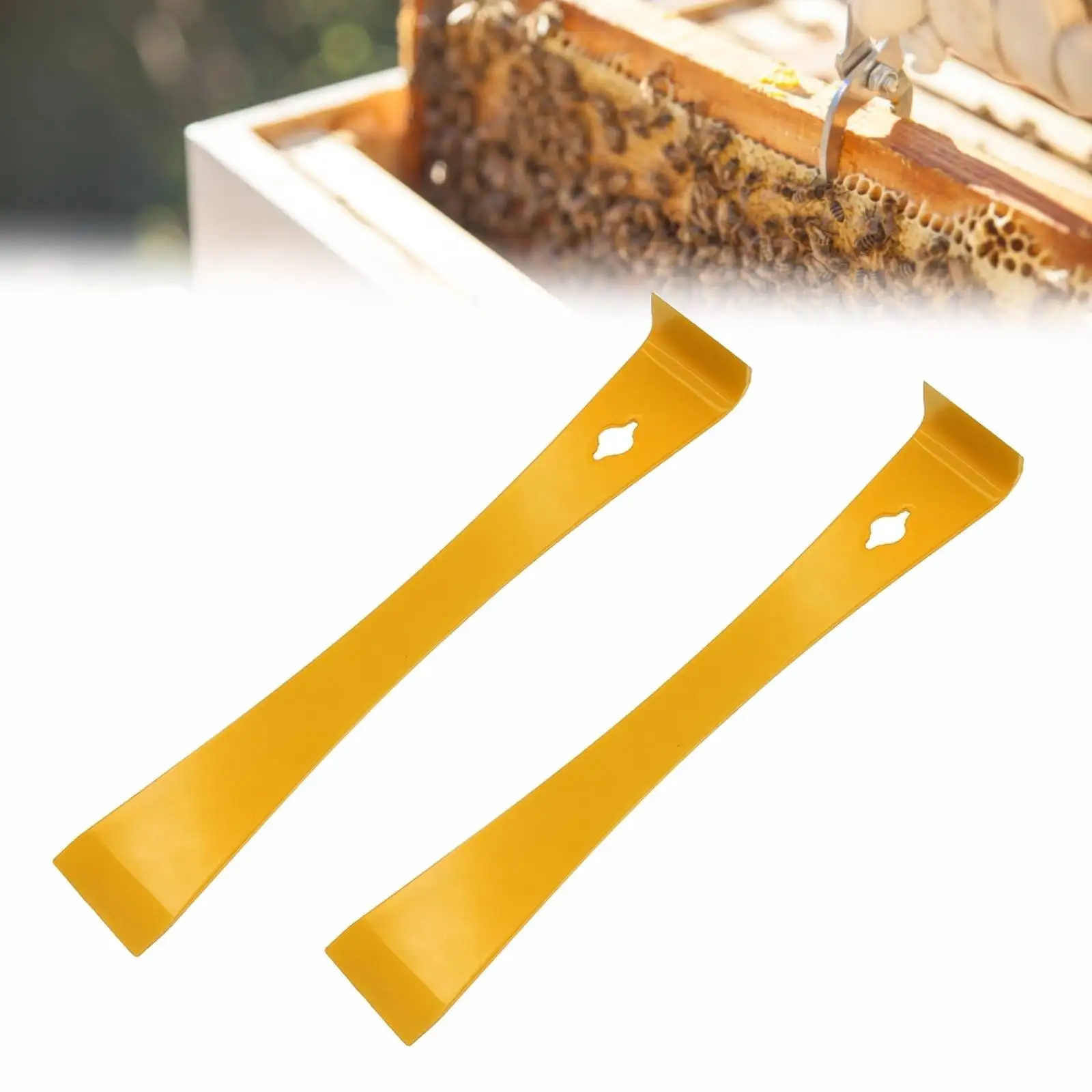 2 Peças Ferramenta Essencial para Apicultura: Ferramenta de Colmeia com Gancho H em Aço Inoxidável e Raspador de Colmeia com Acabamento Pintado