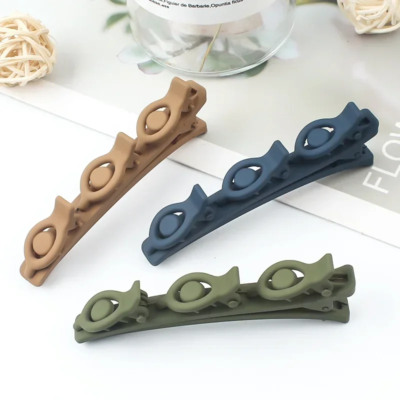 Solid Color Braided Hair Clips Korean Fashion Duckbill Hairpins with 3 Small Clips Rhinestones Girls Bangs Clip Styling Barrette