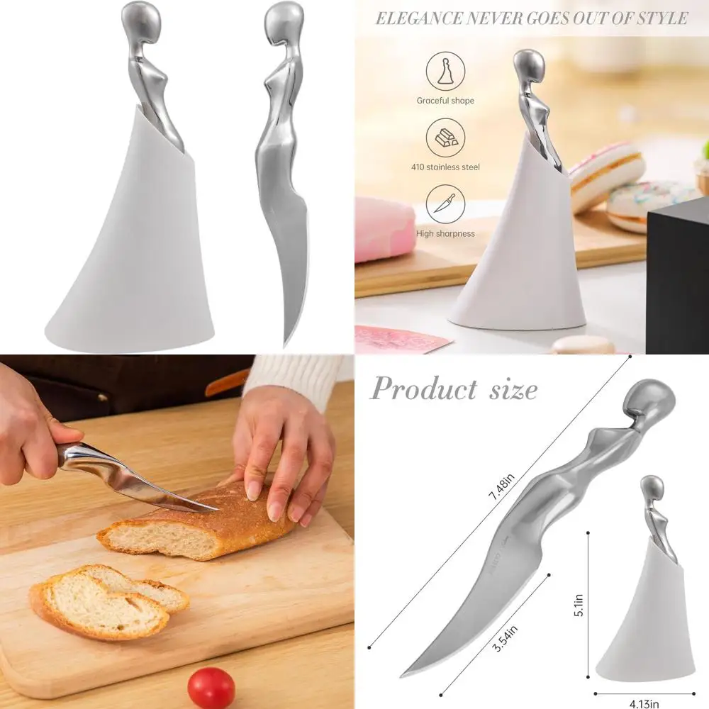 

Sculptural Base Artisan Cheese Knife Set - Stainless Steel Cutlery, Modern Decor, Ergonomic Grip for Weddings & Cheese Boards