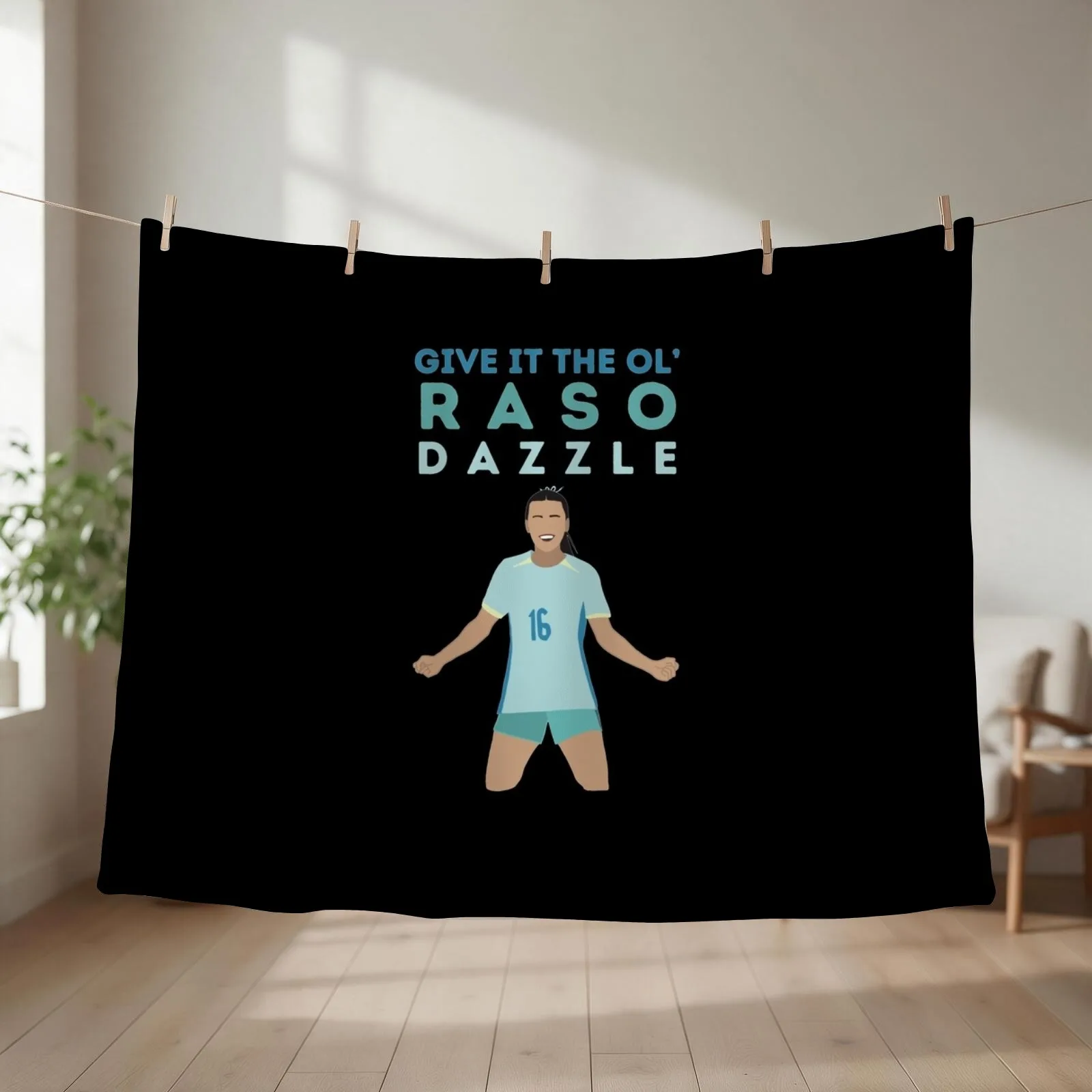 Hayley Raso Matildas Soccer Throw Blanket couch cozy soft plush fuzzy picnic outdoor blanket
