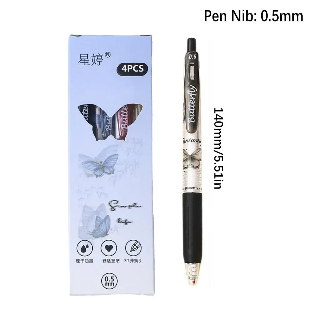 4 pçs portátil 0.5mm gel caneta st nib tinta preta escrita canetas neutras escrita suave de secagem rápida assinatura caneta exames