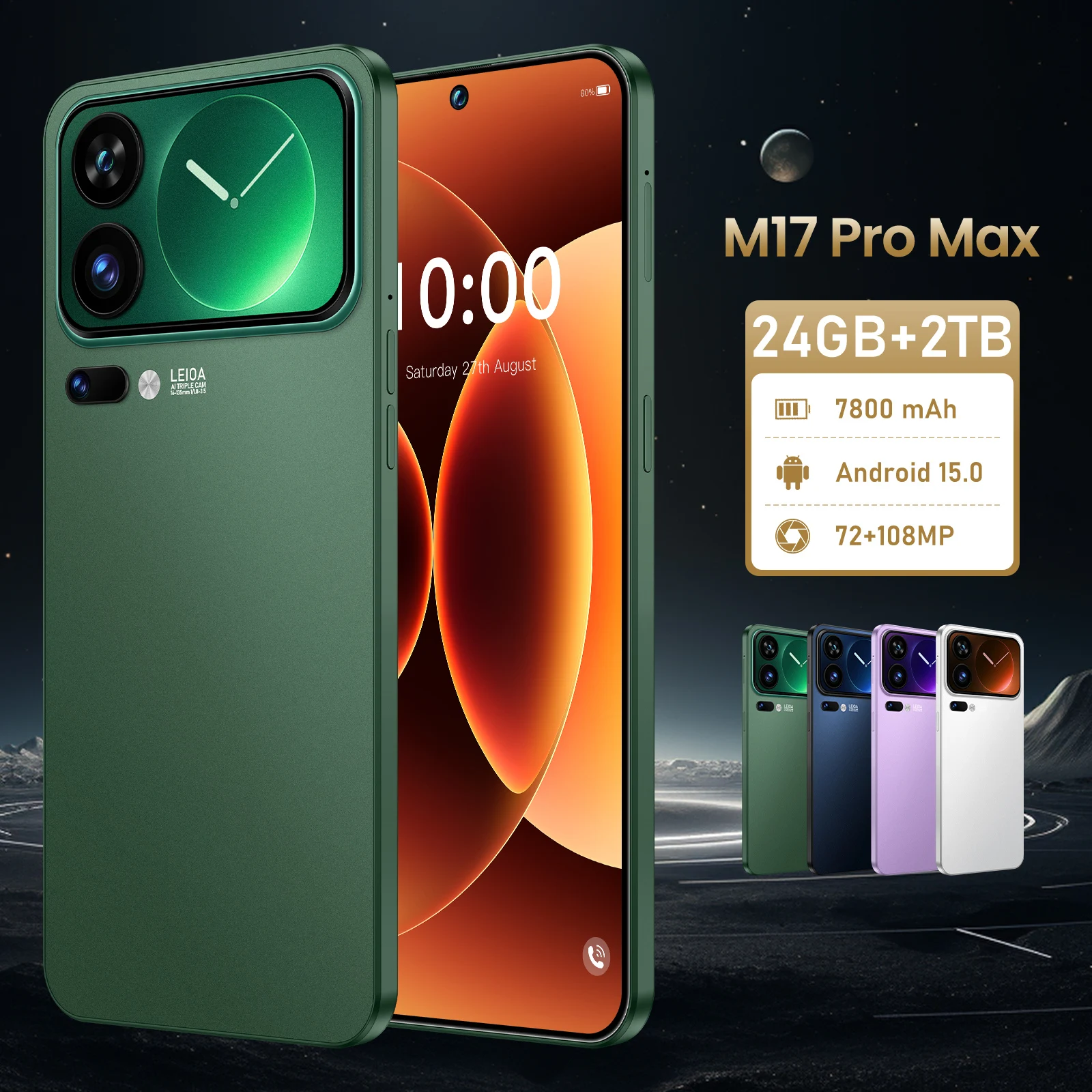 

2026 NEW HOT M17 Pro Max Global Edition Max Snapdragon 8 Gen4 7.3" 16GB 1TB Dual Card Dual Standby 7800mAh 108M