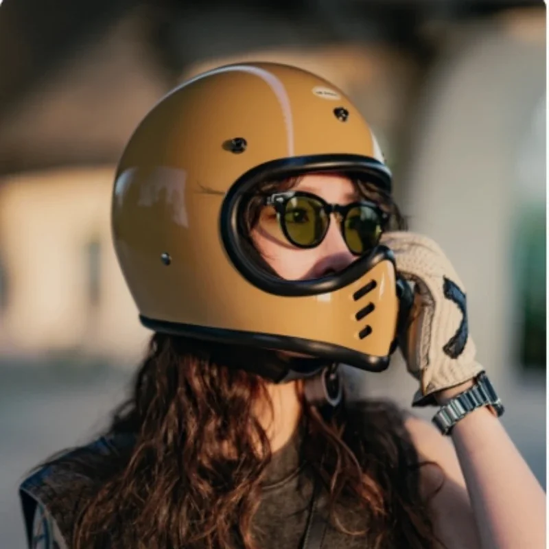 Unisex Pointed Nose Small Helmet Chrome Silver Rim Retro Motorcycle Fiberglass Helmet Four Season Full Face Helmet Capacete
