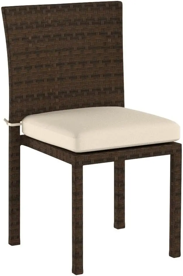 Set of 4 Stackable Outdoor Patio Wicker Chairs w/Cushions, UV-Resistant Finish, and Steel Frame - Brown/Cream