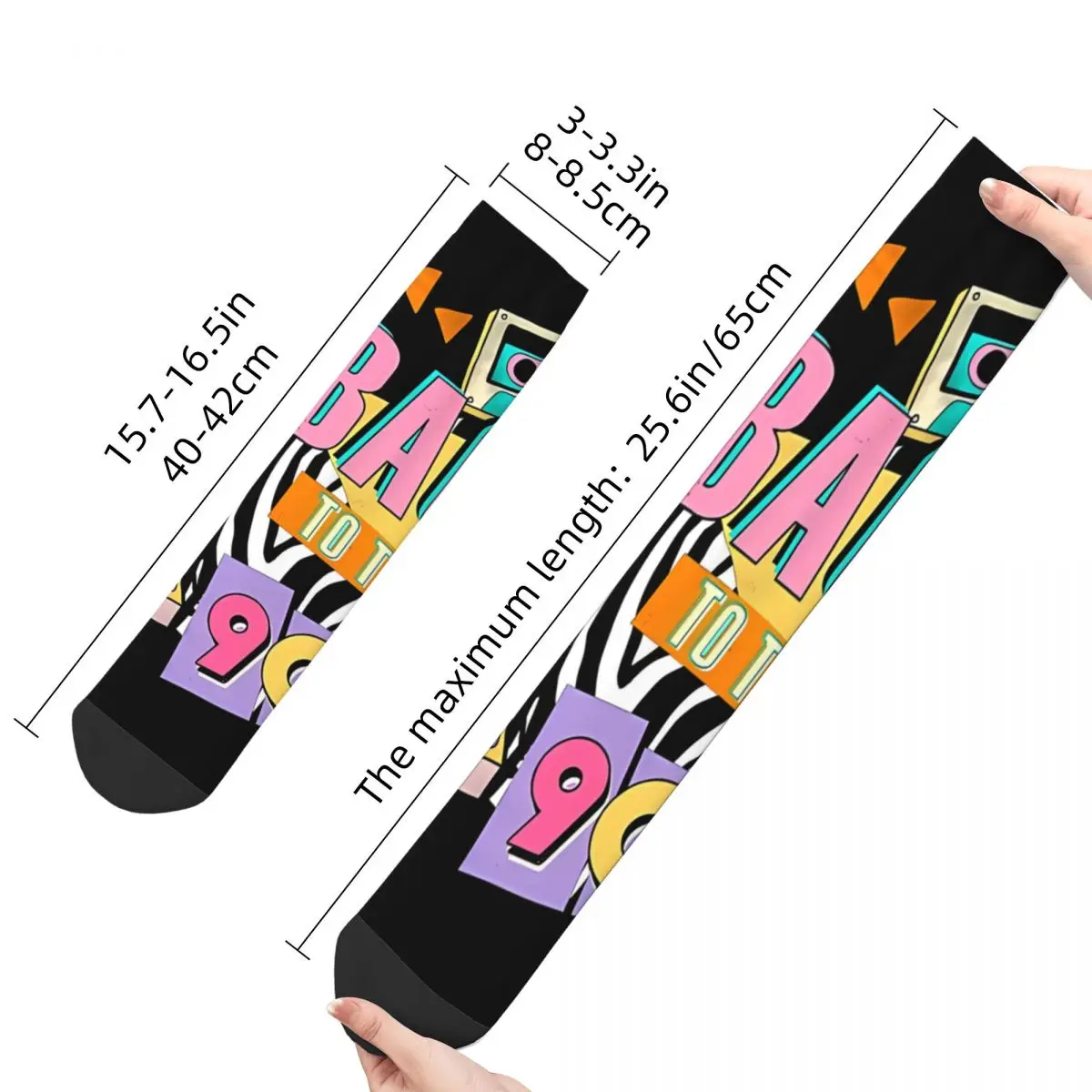 Vintage Retro Phone And Cassette Men's Socks BACK TO THE 90S Unisex Novelty Seamless Printed Crazy Crew Sock Gift