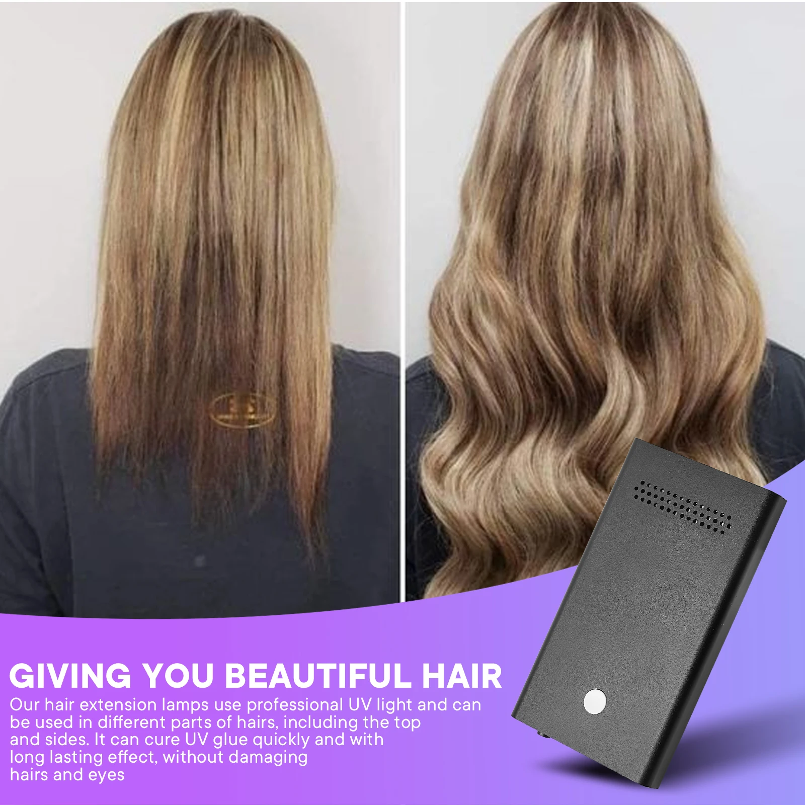 Handheld V-Light for Hair Extension Beauty Salon Fast Grafting Hair Invisible Non-marking Professional Hair UV Curing Light