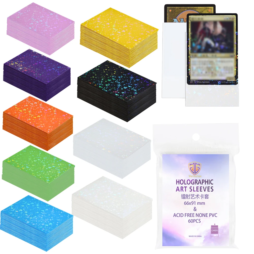 

60 шт., 66x91 мм, звездная лазерная голографическая настольная игра, внешняя защита стандартного размера для коллекционных карточек, TCG/MTG, щит, волшебная крышка для карт