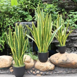 35in Artificial Snake Plant Faux Sansevieria Tree Fake Plant in Pot for Indoor Outdoor Home Office Any Room Shop Party Decor