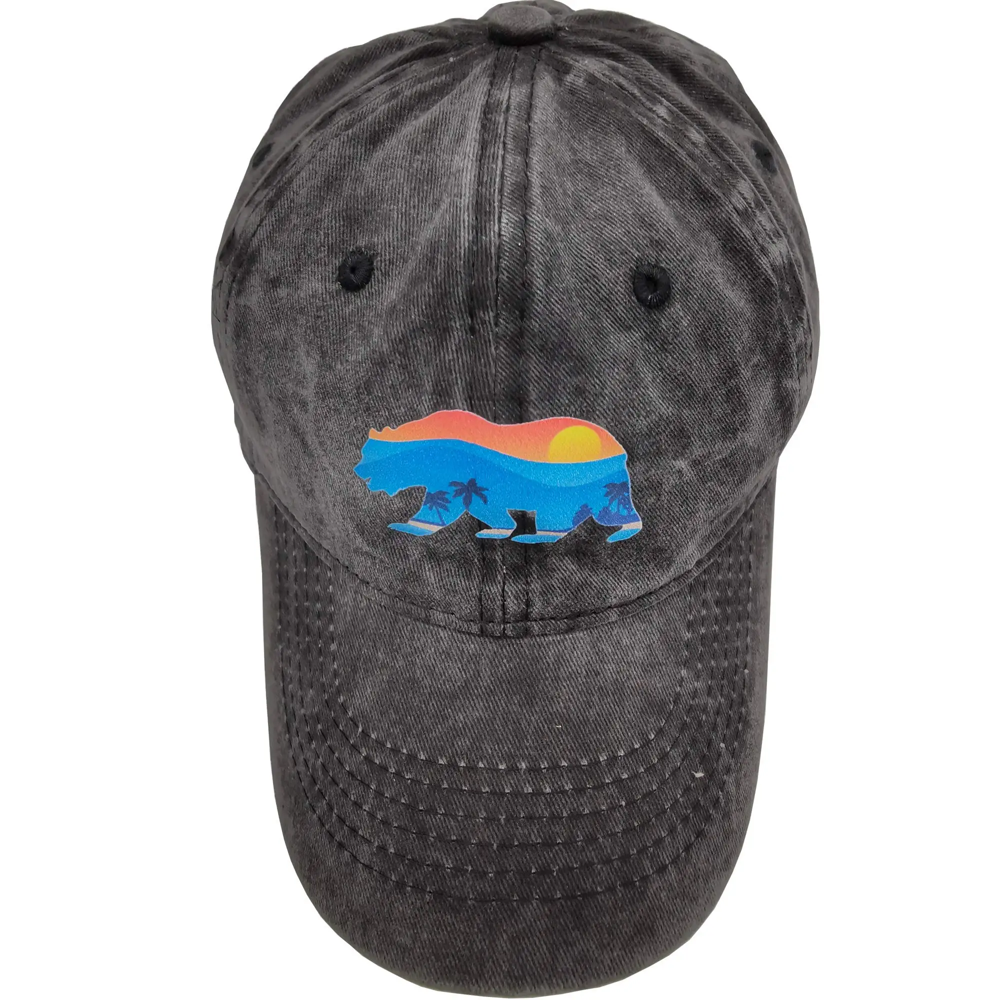 Gorra de béisbol de Mama Bear California para mujer, sombrero de papá de algodón de sarga lavada ajustable, negro