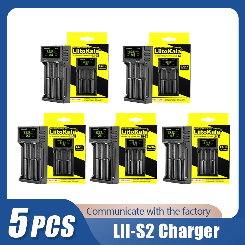 2 Cái/lốc LiitoKala Lii-S8 Lii-S1 Lii-S2 Lii-S4 Lii-S6 1 .. 2V 3.7V 18650 18350 26650 10440 14500 16340 niMH Pin Sạc Thông Minh