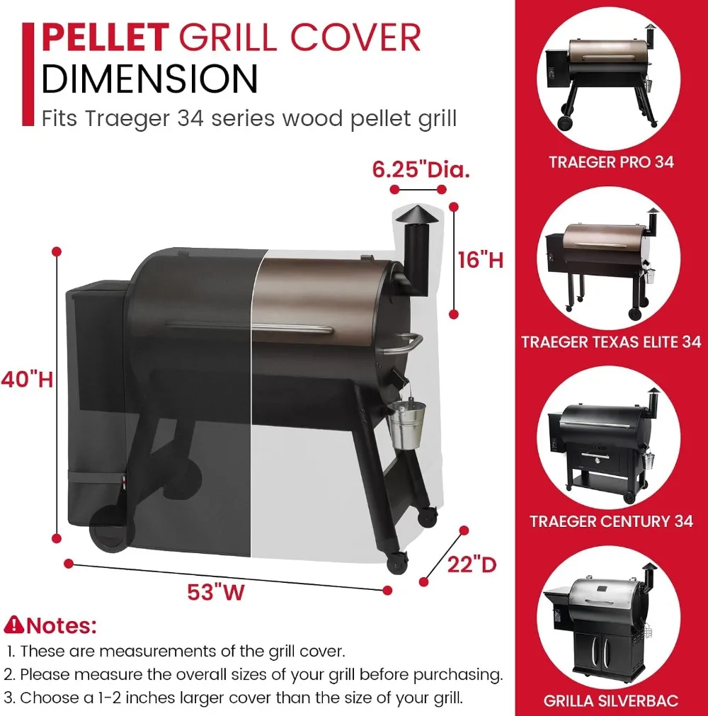 Heavy Duty Waterproof BBQ Smoker Cover for 34