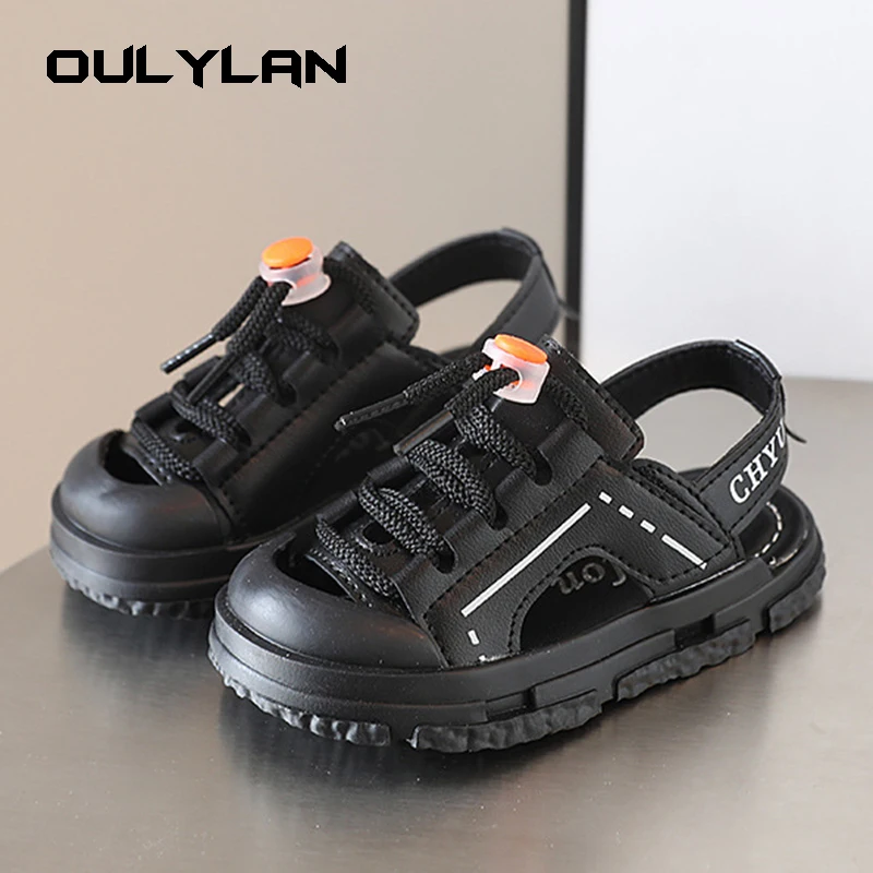 

Fashion Walking Sandals Outdoor Shoes Casual Beach Slippers Toes-covered Anti-kick Sandals Breathable Children Shoe Size 27-31