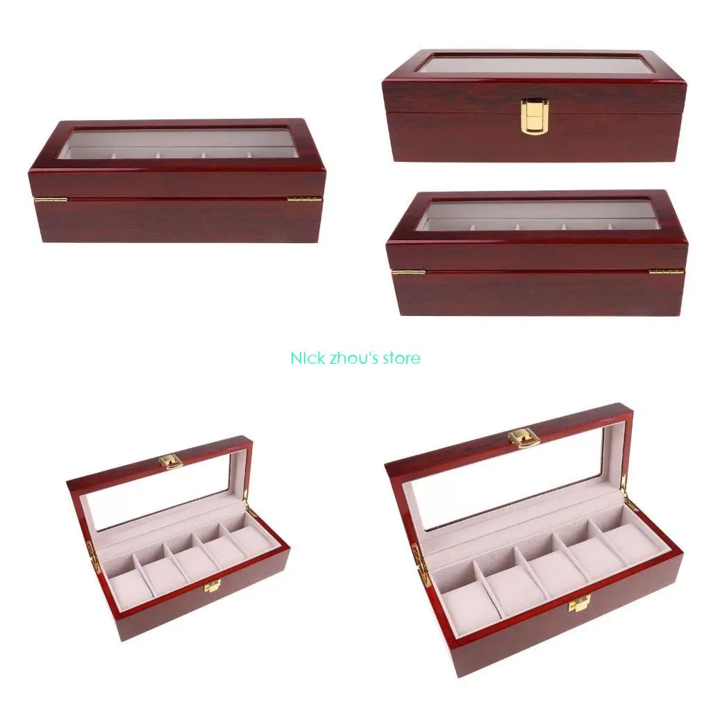 

E15E Запираемый дисплей Коробки для хранения часов со стеклянным верхним браслетом-органайзером для ювелирных изделий