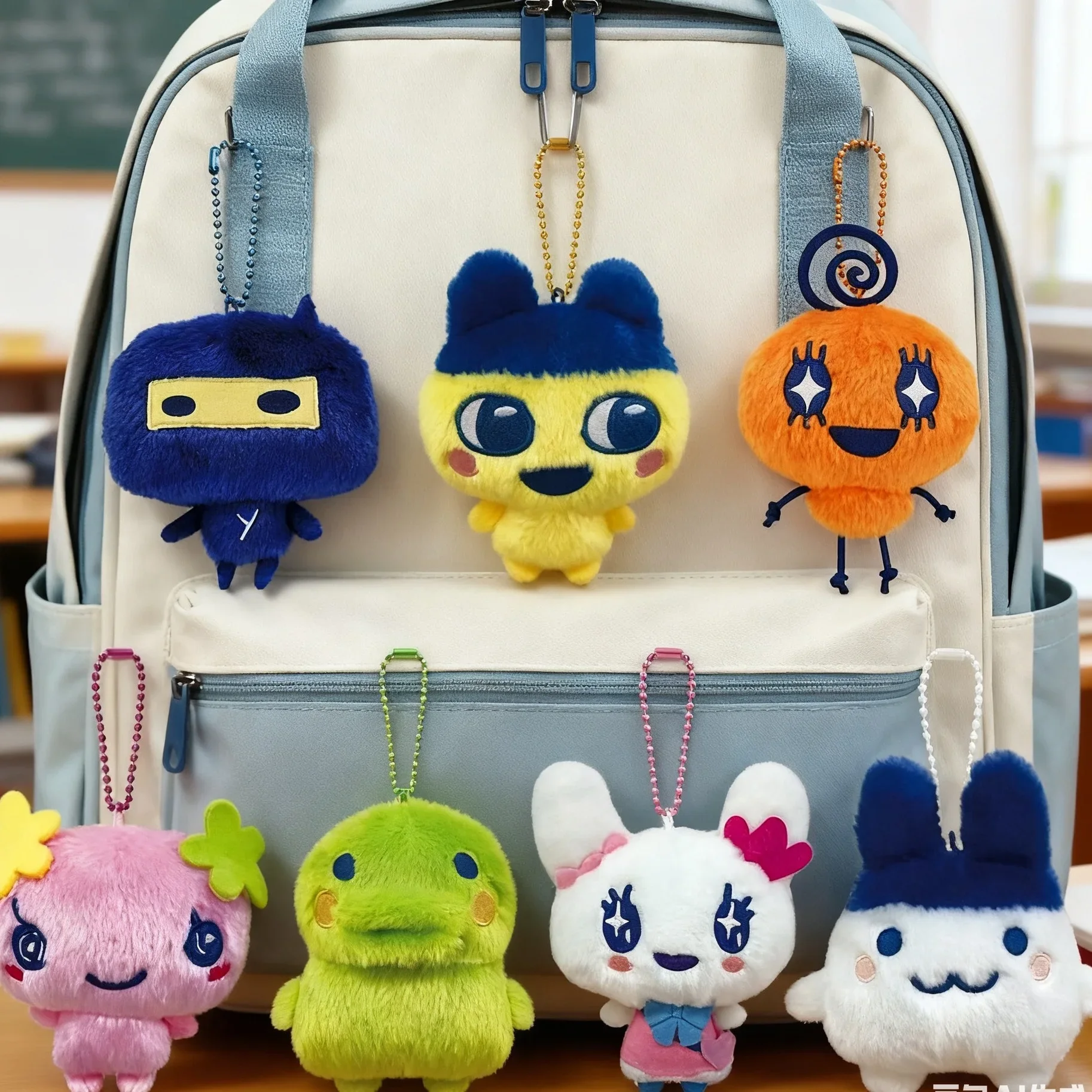 

Hot Bandai Tamagotchi Cartoon Cute Plush Doll Keychain Anime Mametchi Kawaii Mimichi Bag Doll Pendant Kuchipachi Christmas Gift