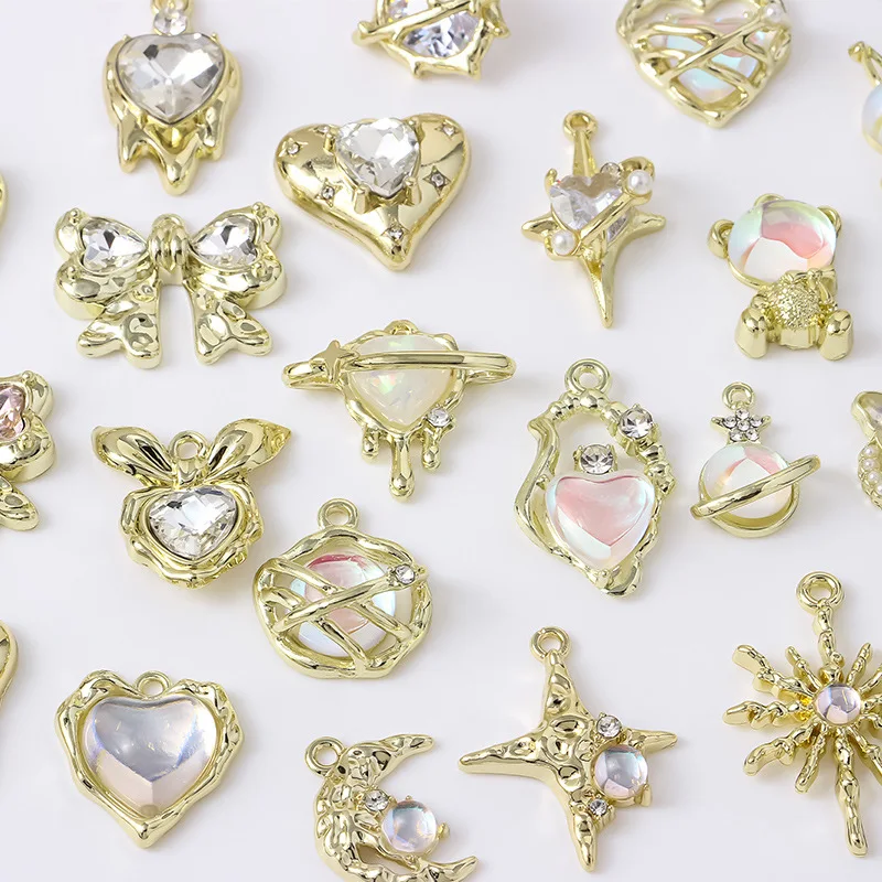 

Metal Y2K Charms Jewelry Making Star Moon Heart Pendants DIY Bulk Charms Necklace Cute Bowknot Girl Accessories