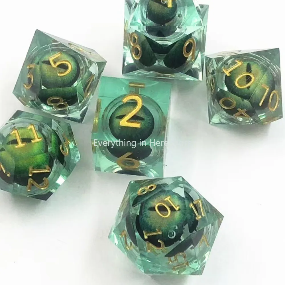 

7pcs/set Resin Dice Dragon Eye Liquid Core Sharp Edge Dice Suitable for DND Role-Playing RPG Board Game Card Game