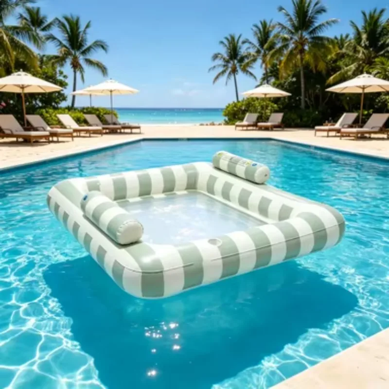 Inflatable Floating Leisure Chair For Sea And Beach Foldable Double-Layer Structure For Pool Surface Sun Rest And Relaxation
