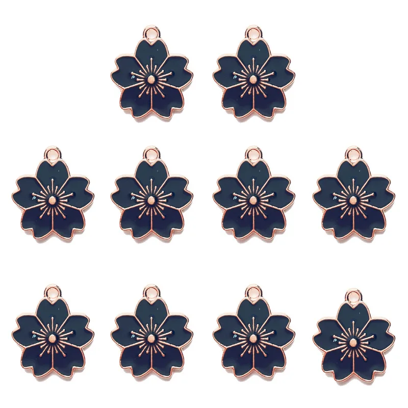 20 pcs/lot Fashion Gold Alloy Enamel Flower Pendant Accessories Charms for Women, Earrings/Necklace Handmade DIY Jewelry